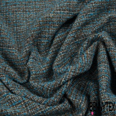 Tweed natté haute couture noir olive noir orange brûlé kaki blanc lurex or
