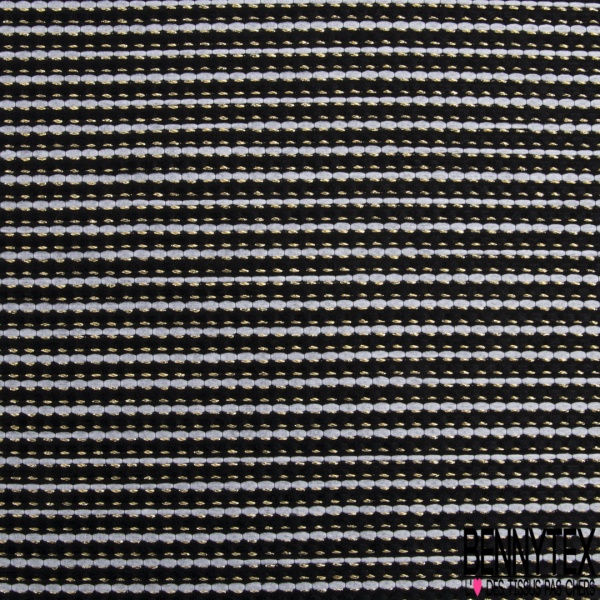 Jacquard coton rayure horizontale anthracite noir lurex or