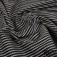 Jacquard coton rayure horizontale anthracite noir lurex or