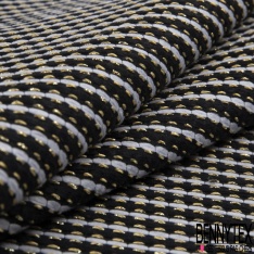Jacquard coton rayure horizontale anthracite noir lurex or