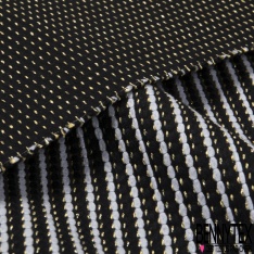 Jacquard coton rayure horizontale anthracite noir lurex or