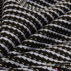 Jacquard coton rayure horizontale anthracite noir lurex or