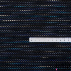 Jacquard coton rayure horizontale blanc optique noir point cellier lurex or