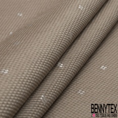Jacquard mini losange fantaisie lurex or fond blanc cassé