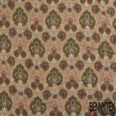 Coupon 3m fibranne viscose simple base imprimé géométrique et floral ton bleu roi noir blanc discret