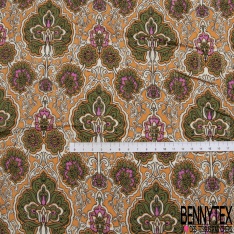 Coupon 3m fibranne viscose simple base imprimé géométrique et floral ton bleu roi noir blanc discret