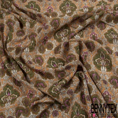 Coupon 3m fibranne viscose simple base imprimé géométrique et floral ton bleu roi noir blanc discret