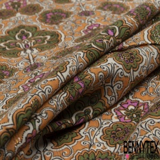 Coupon 3m fibranne viscose simple base imprimé géométrique et floral ton bleu roi noir blanc discret