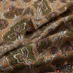 Coupon 3m fibranne viscose simple base imprimé géométrique et floral ton bleu roi noir blanc discret
