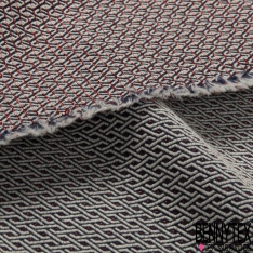 Jacquard effet paillette lurex or fond rouge