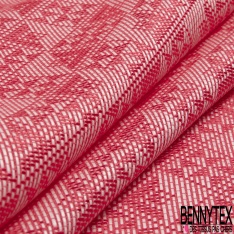 Jacquard coton rayure horizontale nattée camaïeu de bleu blanc discret noir