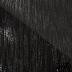 Double Organza de soie rayure verticale mylar argent fond noir