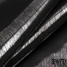 Double Organza de soie rayure verticale mylar argent fond noir