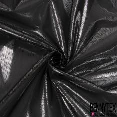 Double Organza de soie rayure verticale mylar argent fond noir