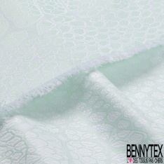 Coupon 2m80 jacquard damassée de soie motif palmier lurex argent fond rose dragées