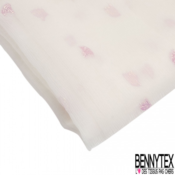 Mousseline soie viscose noir lancée découpée motif floral lurex canon de fusil