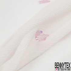 Mousseline soie viscose noir lancée découpée motif floral lurex canon de fusil