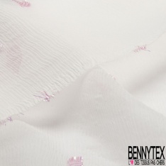 Mousseline soie viscose noir lancée découpée motif floral lurex canon de fusil
