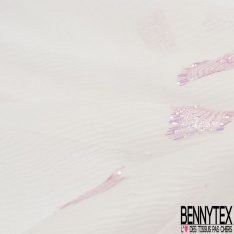 Mousseline soie viscose noir lancée découpée motif floral lurex canon de fusil