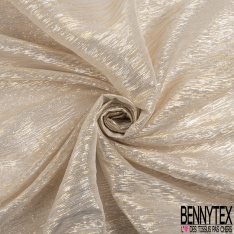 Lamé de soie métal chiné or argent fabriqué en France