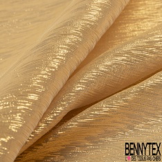 Coupon 3m Mousseline lamé de soie métal chiné or argent fabriqué en France