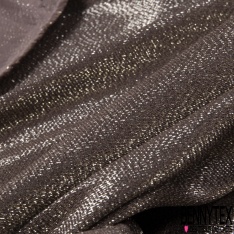 Coupon 2m Crêpe de soie fluide lamé chiné fushia noir fabriqué en France