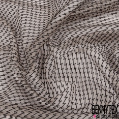 Coupon 2m80 organza de soie rayure horizontale chinée blanc rose