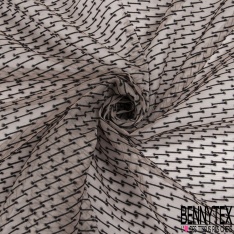 Coupon 2m80 organza de soie rayure horizontale chinée blanc rose