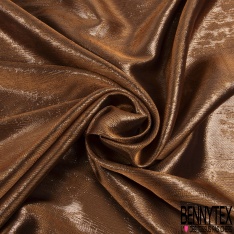 Coupon 2m50 Crêpe de soie viscose fluide de luxe blanc cassé lurex or