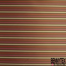 Jacquard sergé grande rayure horizontale kaki jaune blanc discret