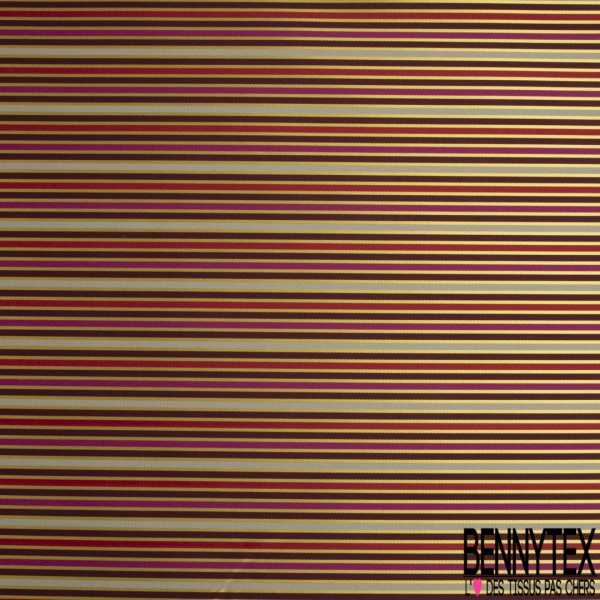 Jacquard sergé grande rayure horizontale kaki jaune blanc discret