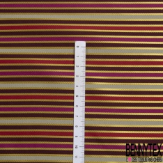 Jacquard sergé grande rayure horizontale kaki jaune blanc discret