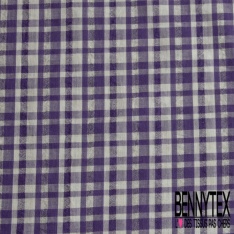 Coton tissé teint petit quadrillage écossais lilas blanc fond atlantique nord