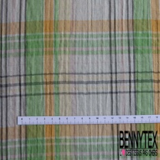 Simple gaze de coton grand tartan mandarine blanc optique fond bleu nuit