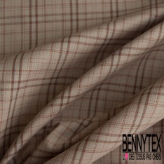 Coton gratté tissé teint motif rayure horizontale choclat sable mouillé lurex rose gold
