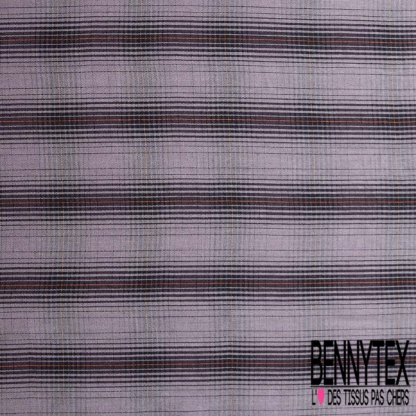 Coton gratté tissé teint motif rayure horizontale choclat sable mouillé lurex rose gold