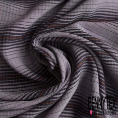 Coton gratté tissé teint motif rayure horizontale choclat sable mouillé lurex rose gold