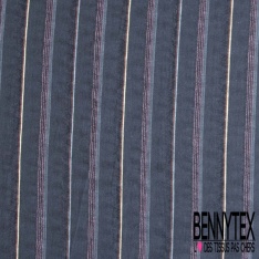 Coton tissé teint motif marinière horizontale rouge blanc optique fond marine