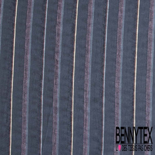 Coton tissé teint motif marinière horizontale rouge blanc optique fond marine