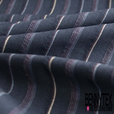 Coton tissé teint motif marinière horizontale rouge blanc optique fond marine