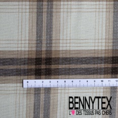 Coton gaze double face recto tartan moutarde blanc discret noir verso noir