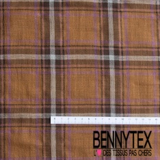 Coton double gaze double face recto tartan corail blanc discret fond marine verso marine