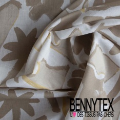 Voile de coton suisse élasthanne imprimé abstrait artistique multicolore fond sable mouillé