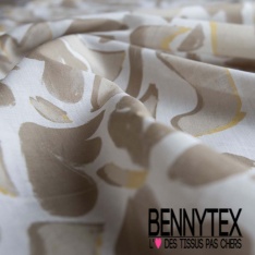 Voile de coton suisse élasthanne imprimé abstrait artistique multicolore fond sable mouillé