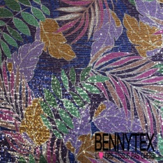 Résille élasthanne imprimé digital floral sequin imprimé