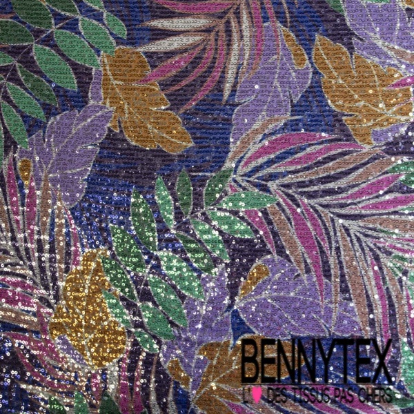 Résille élasthanne imprimé digital floral sequin imprimé