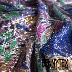 Résille élasthanne imprimé digital floral sequin imprimé