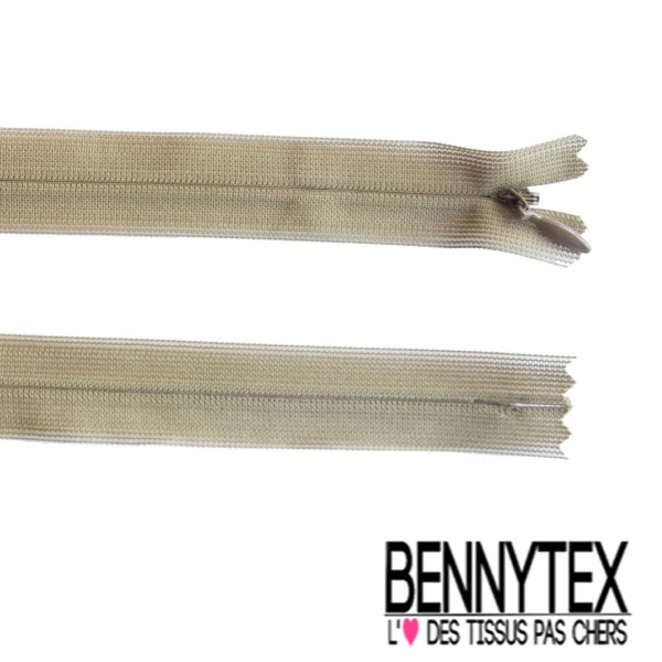 Lot de 2 zips invisibles 22 cm uni café