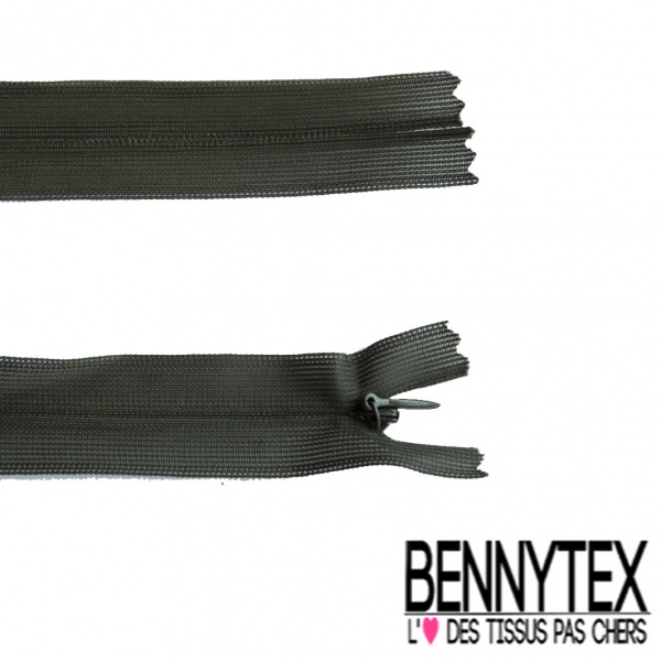 Lot de 2 zips invisibles 43 cm uni olive