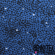 Fibranne viscose imprimé petite paquerette naïve fond bleu crépuscule